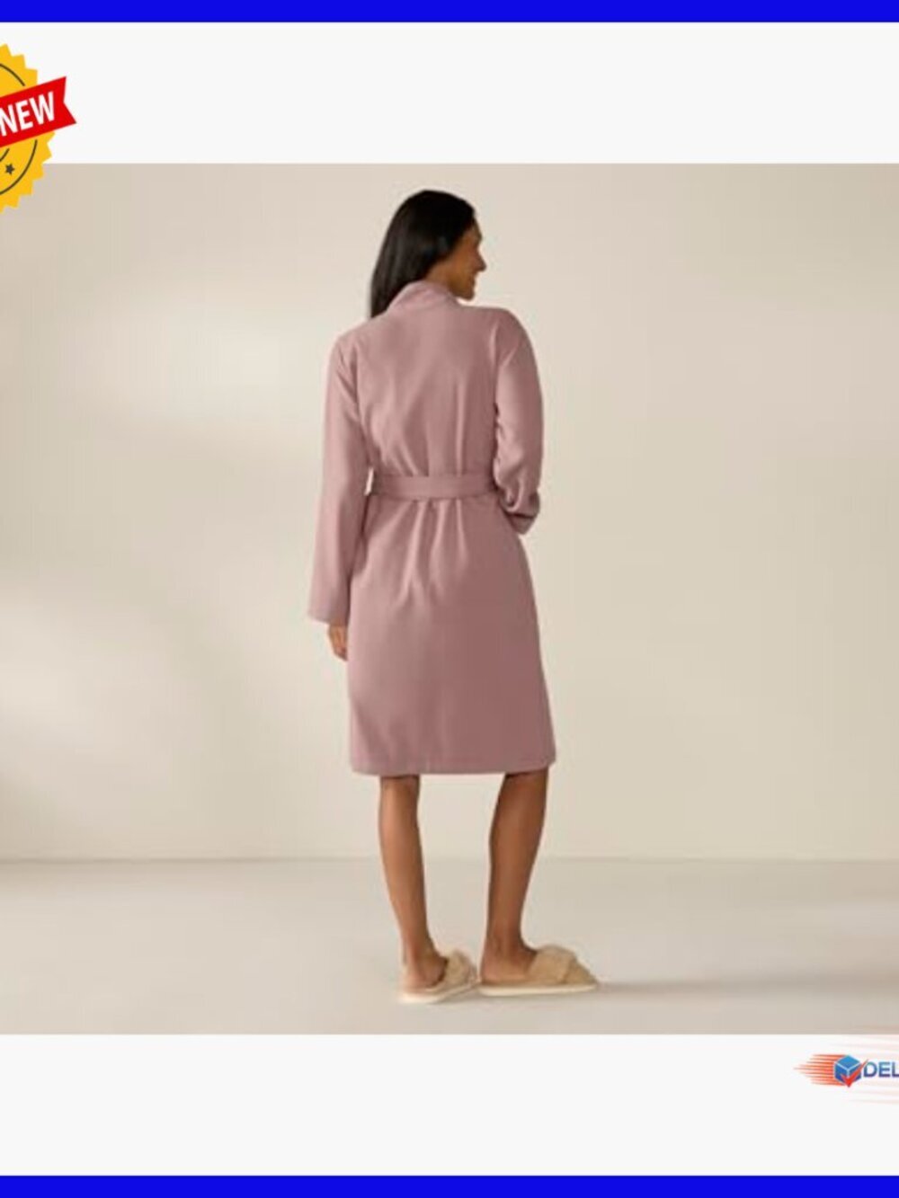 Lightweight Terry Robe Organic Cotton Unisex Bathrobe Adjustable Belt - Picture 7 of 7